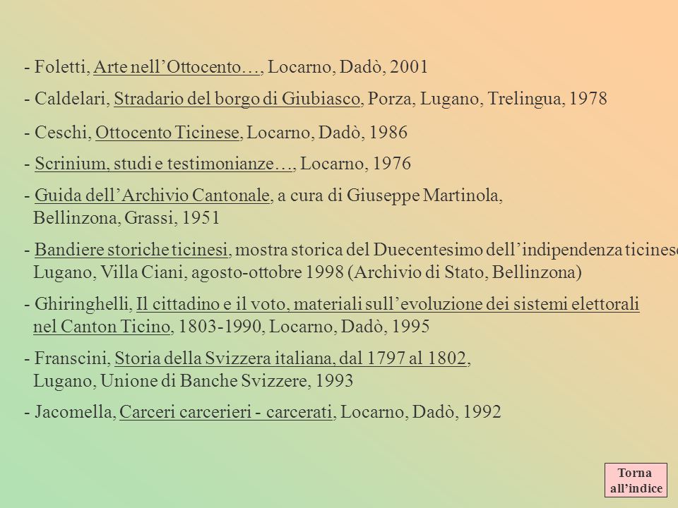 - Foletti, Arte nell’Ottocento…, Locarno, Dadò, 2001