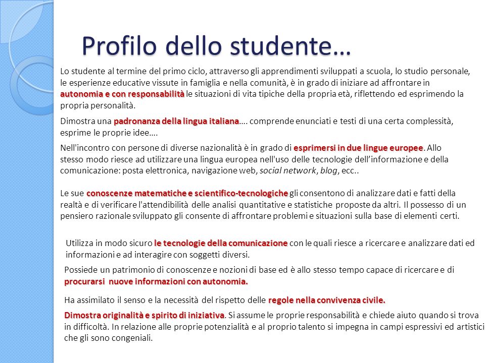 Profilo dello studente…