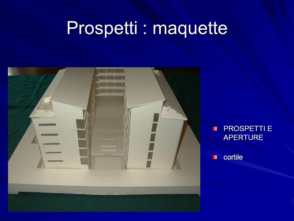 Prospetti : maquette PROSPETTI E APERTURE cortile