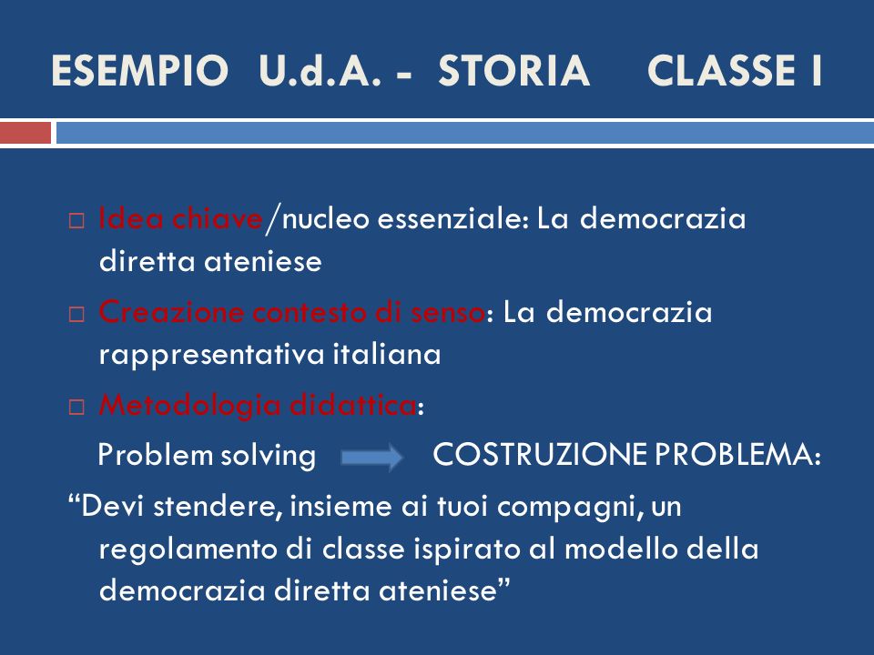 ESEMPIO U.d.A. - STORIA CLASSE I