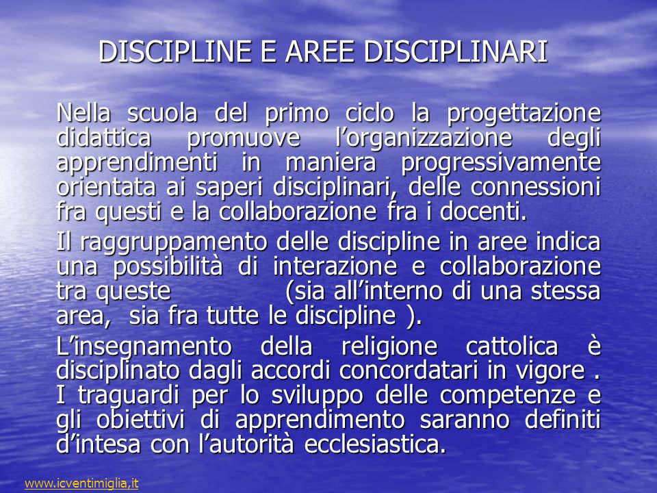 DISCIPLINE E AREE DISCIPLINARI
