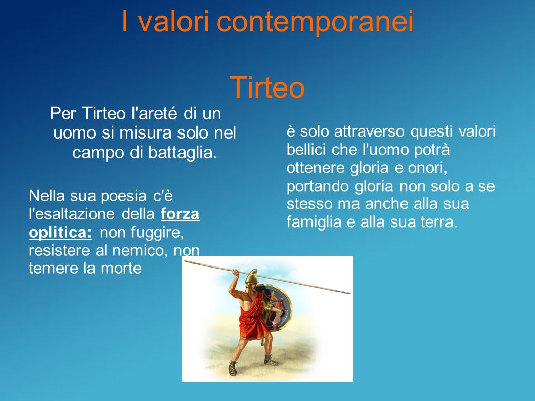 I valori contemporanei Tirteo
