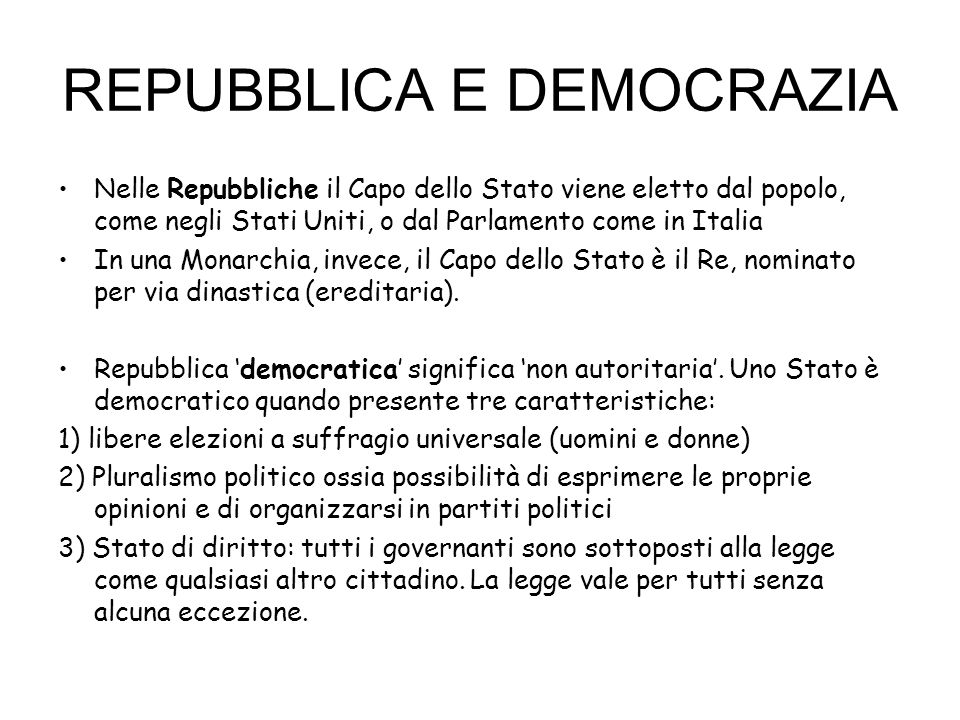 REPUBBLICA E DEMOCRAZIA