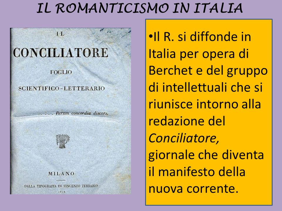 IL ROMANTICISMO IN ITALIA