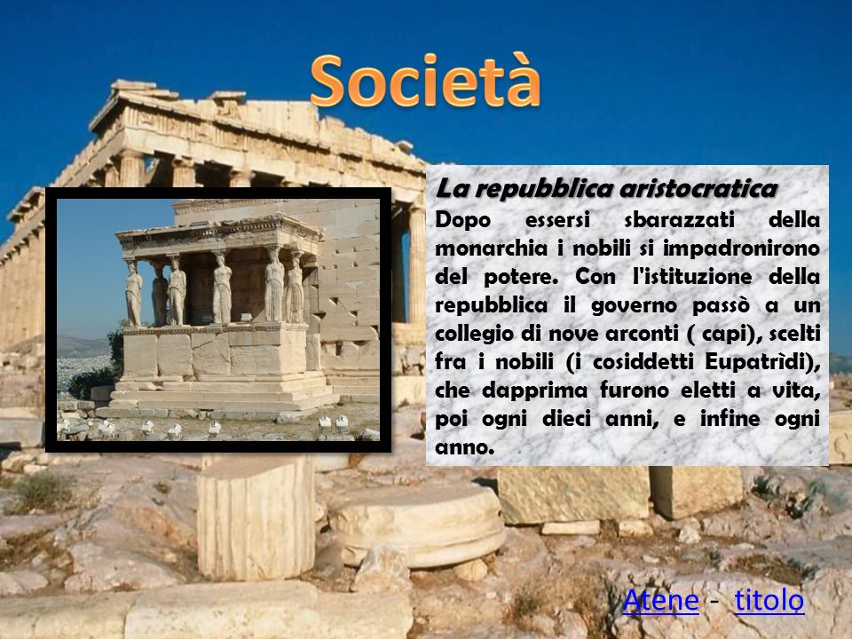 Società Atene - titolo La repubblica aristocratica