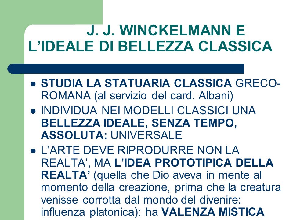 J. J. WINCKELMANN E L’IDEALE DI BELLEZZA CLASSICA