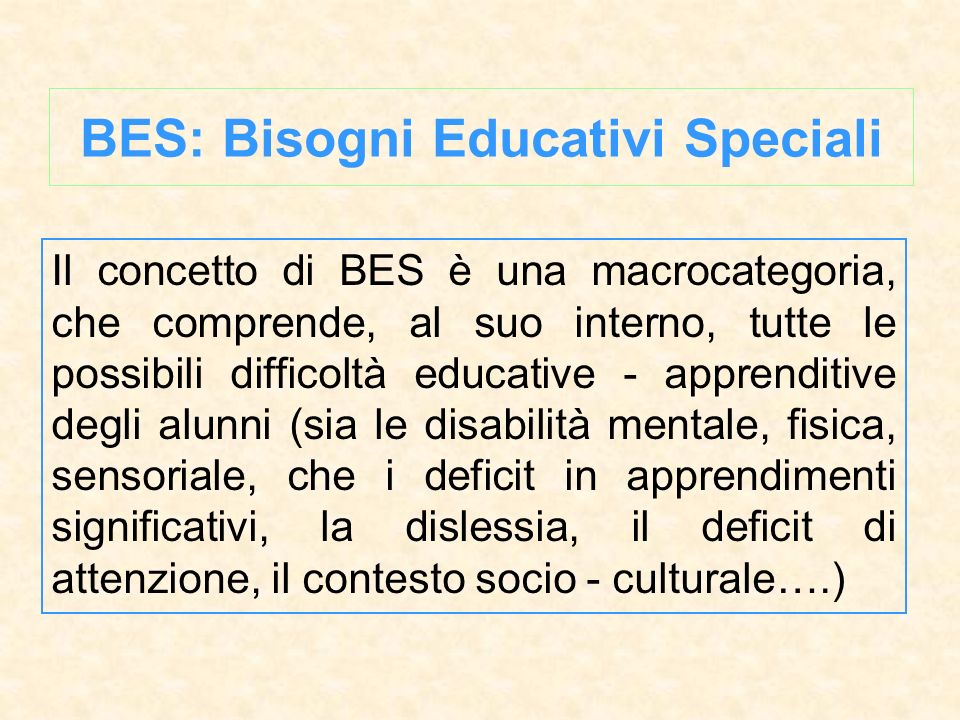BES: Bisogni Educativi Speciali