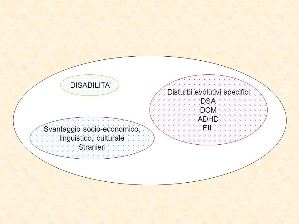 Disturbi evolutivi specifici DSA DCM ADHD FIL DISABILITA’