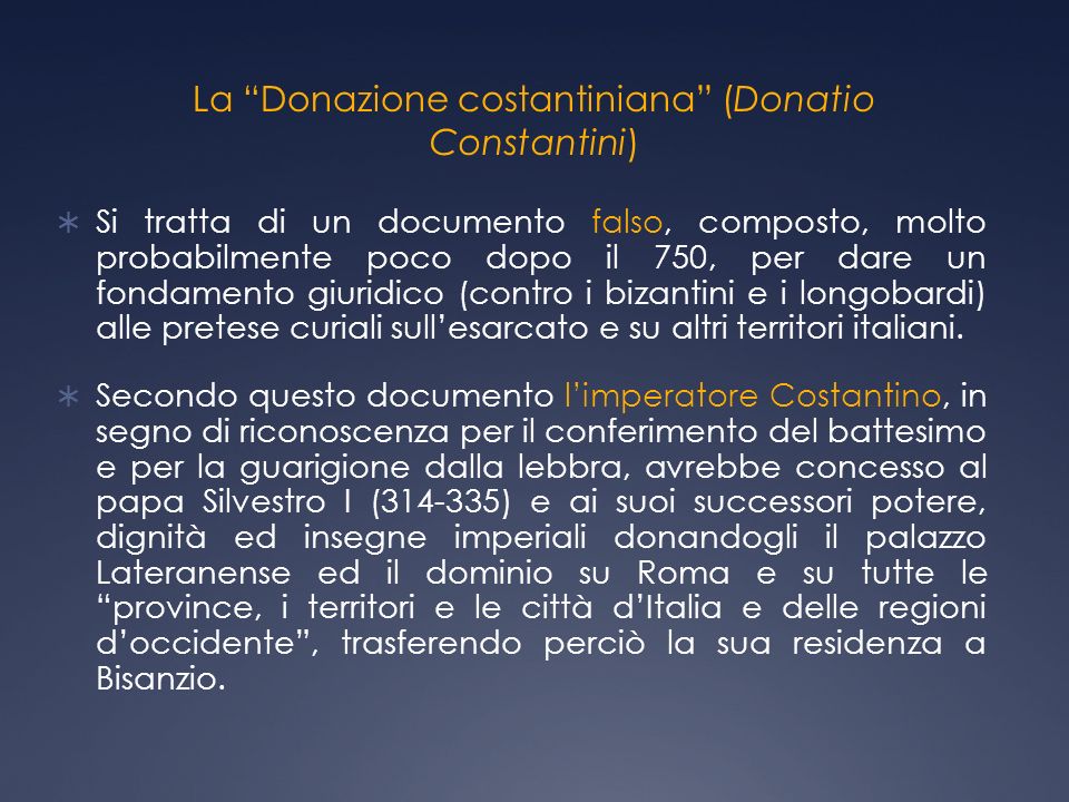 La Donazione costantiniana (Donatio Constantini)
