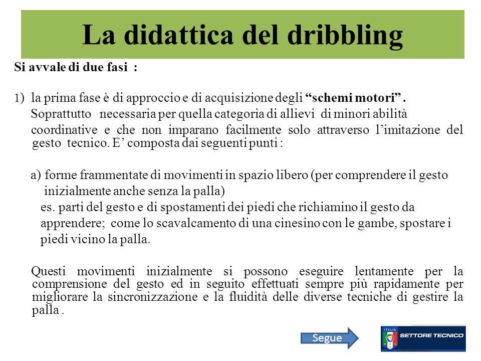 La didattica del dribbling