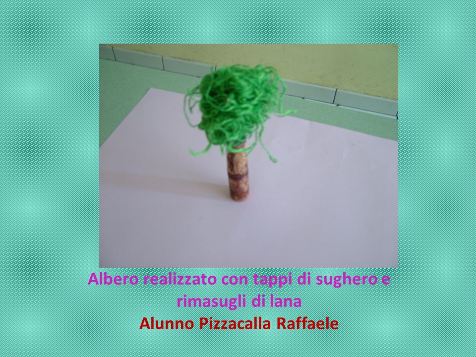 Albero realizzato con tappi di sughero e Alunno Pizzacalla Raffaele