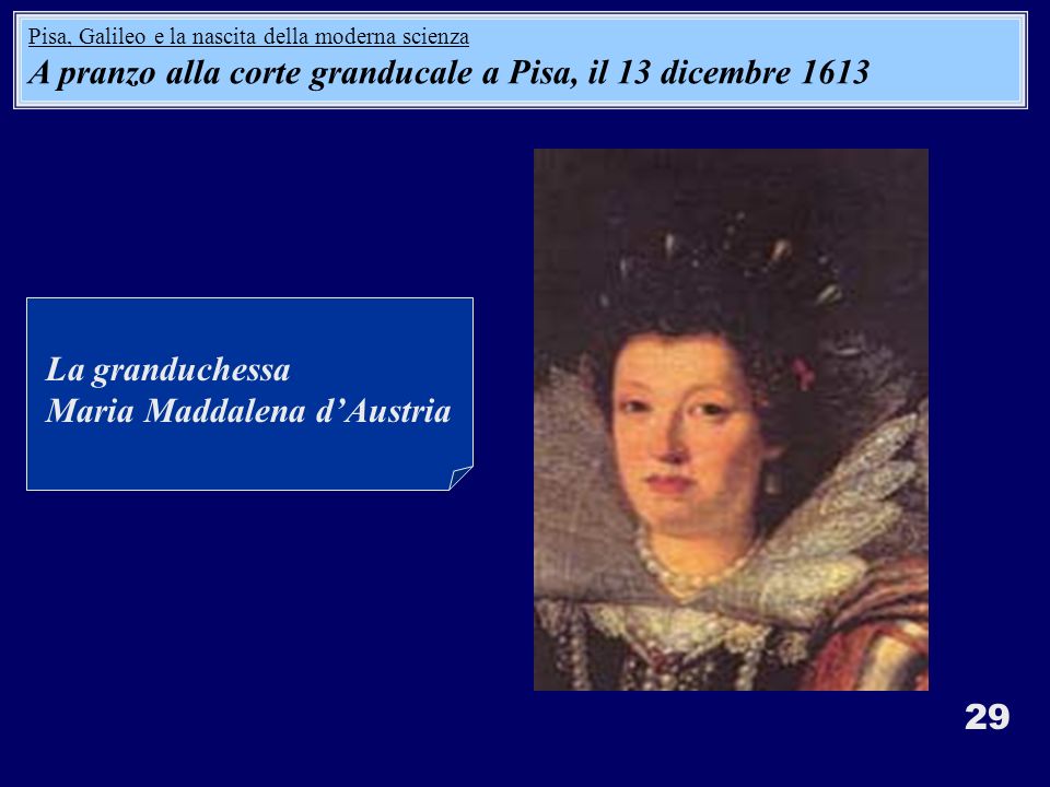 A pranzo alla corte granducale a Pisa, il 13 dicembre 1613