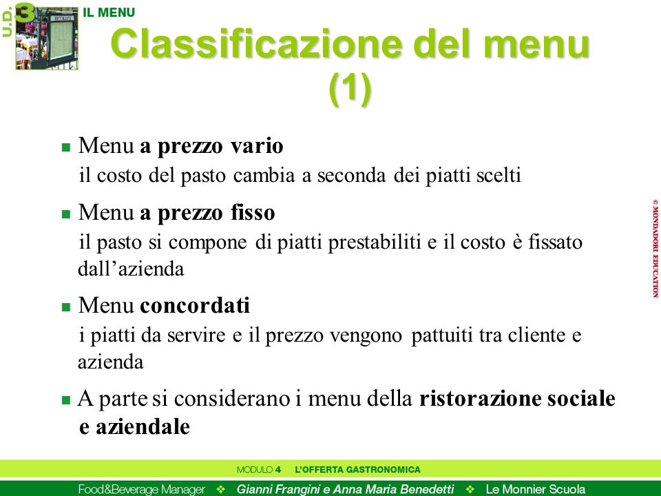 Classificazione del menu (1)