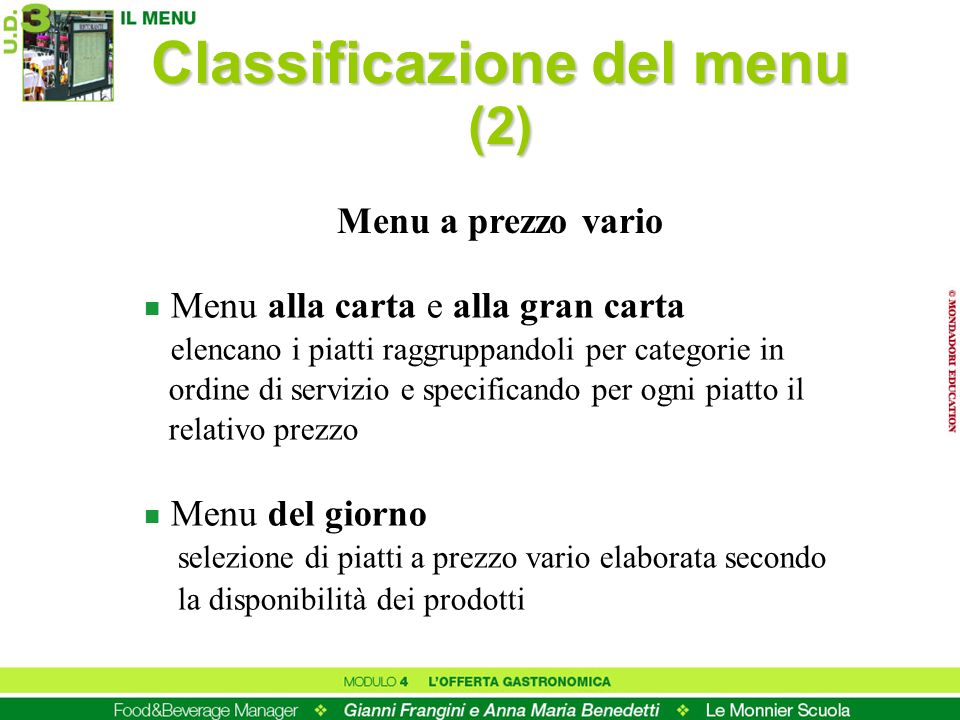 Classificazione del menu (2)