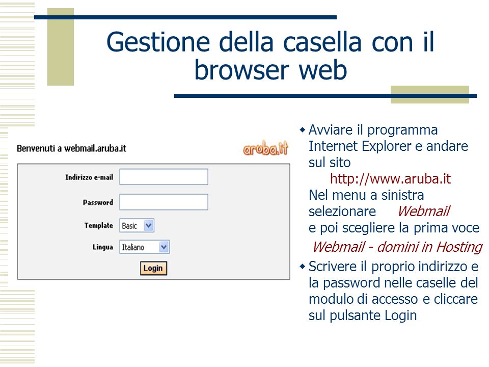 Gestione della casella con il browser web