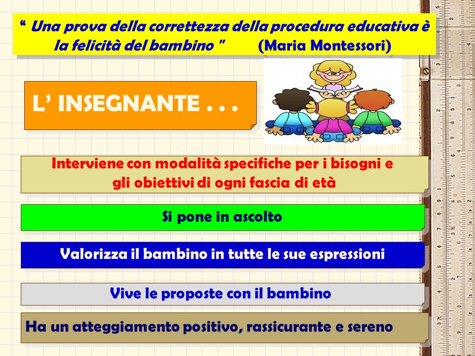 Una prova della correttezza della procedura educativa è la felicità del bambino (Maria Montessori)