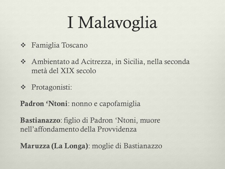 I Malavoglia Famiglia Toscano