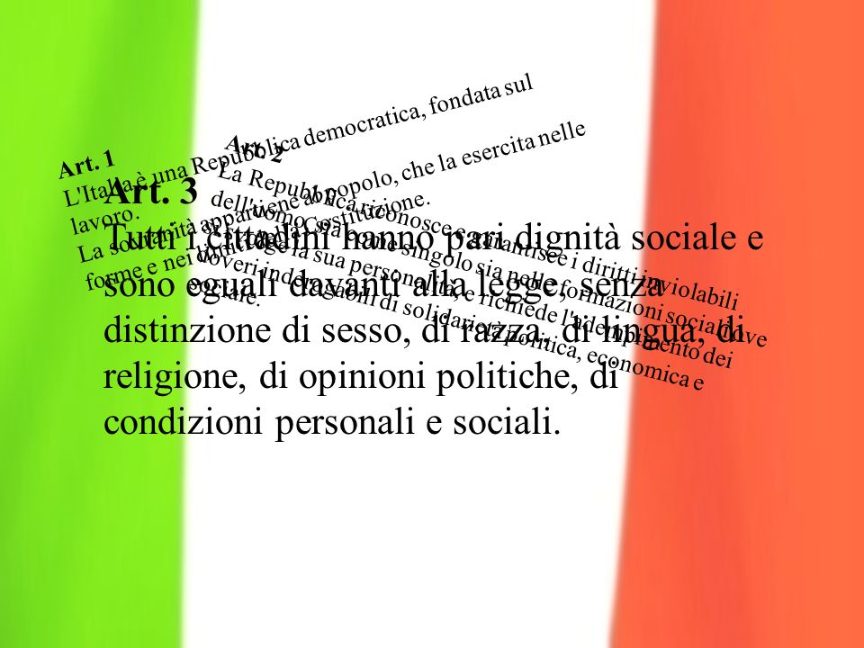 L Italia è una Repubblica democratica, fondata sul lavoro.