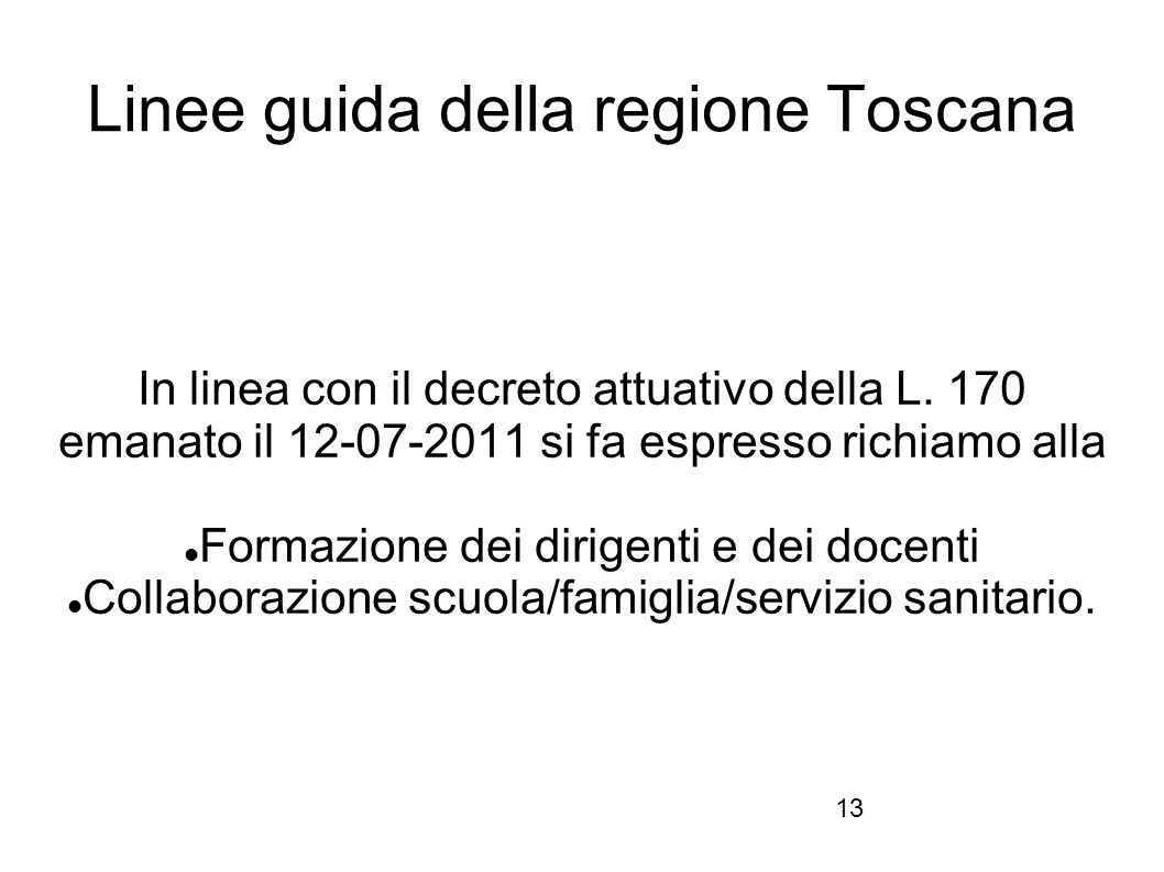 Linee guida della regione Toscana