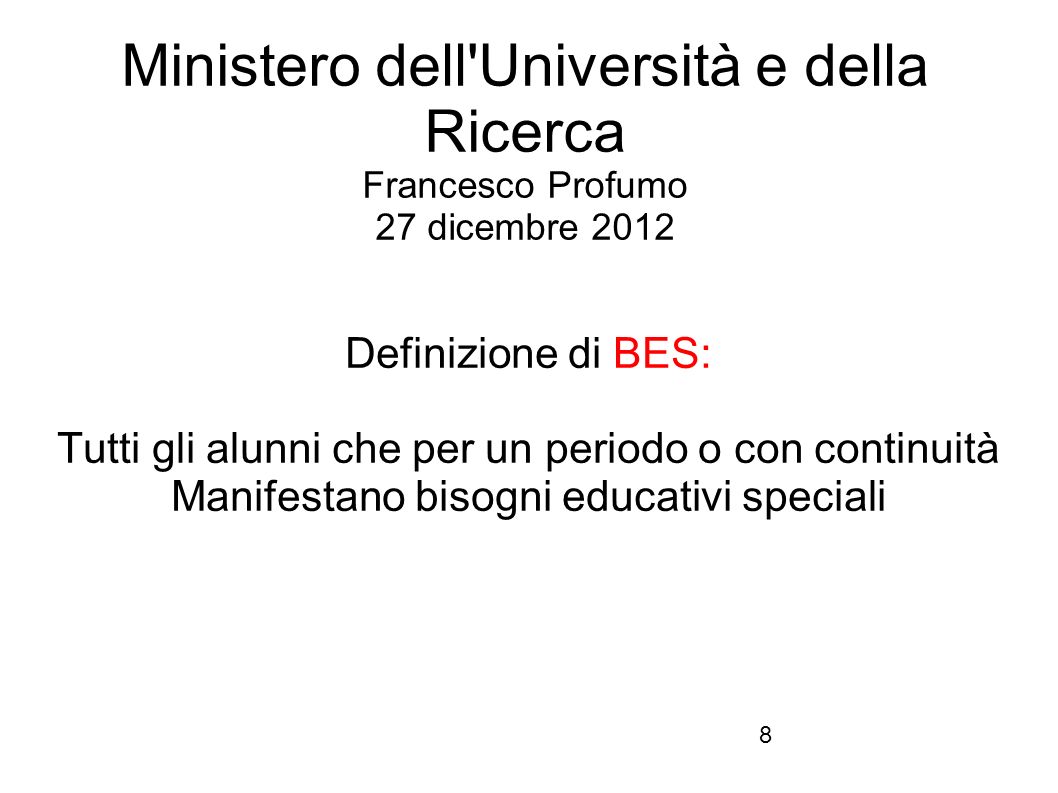 Ministero dell Università e della Ricerca Francesco Profumo 27 dicembre 2012