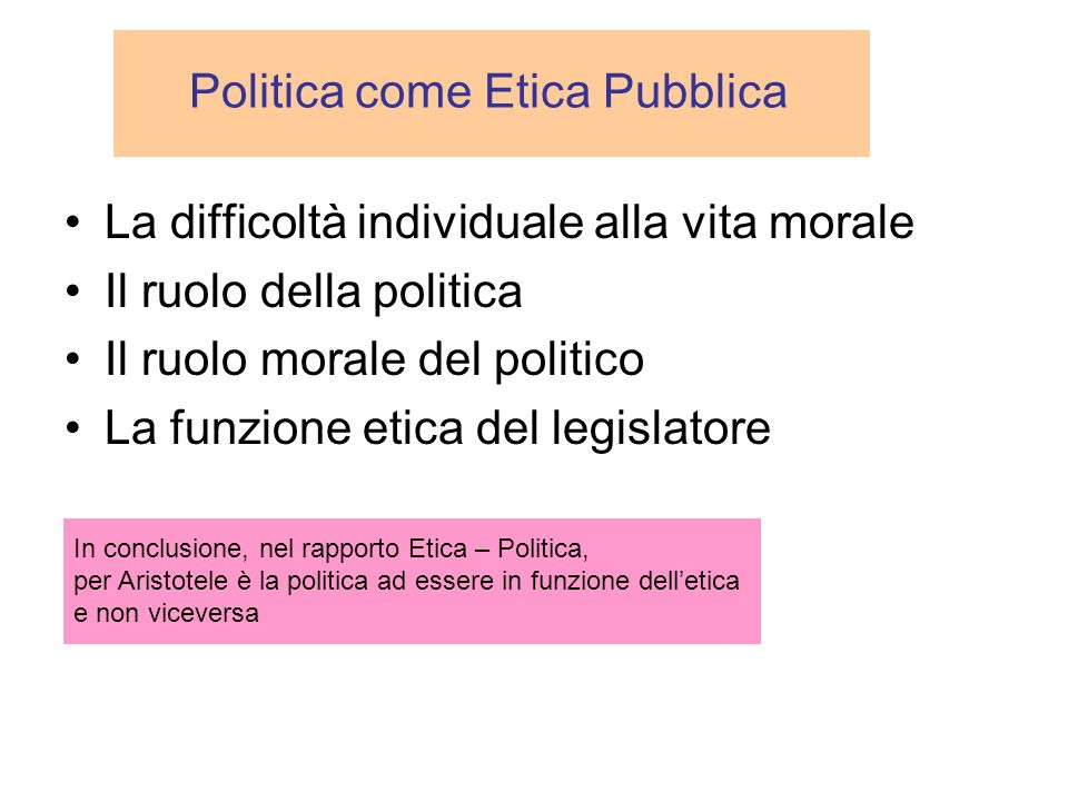 Politica come Etica Pubblica