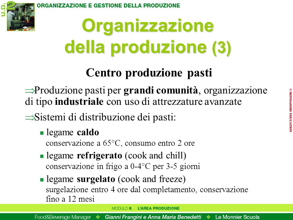 Organizzazione della produzione (3) Centro produzione pasti