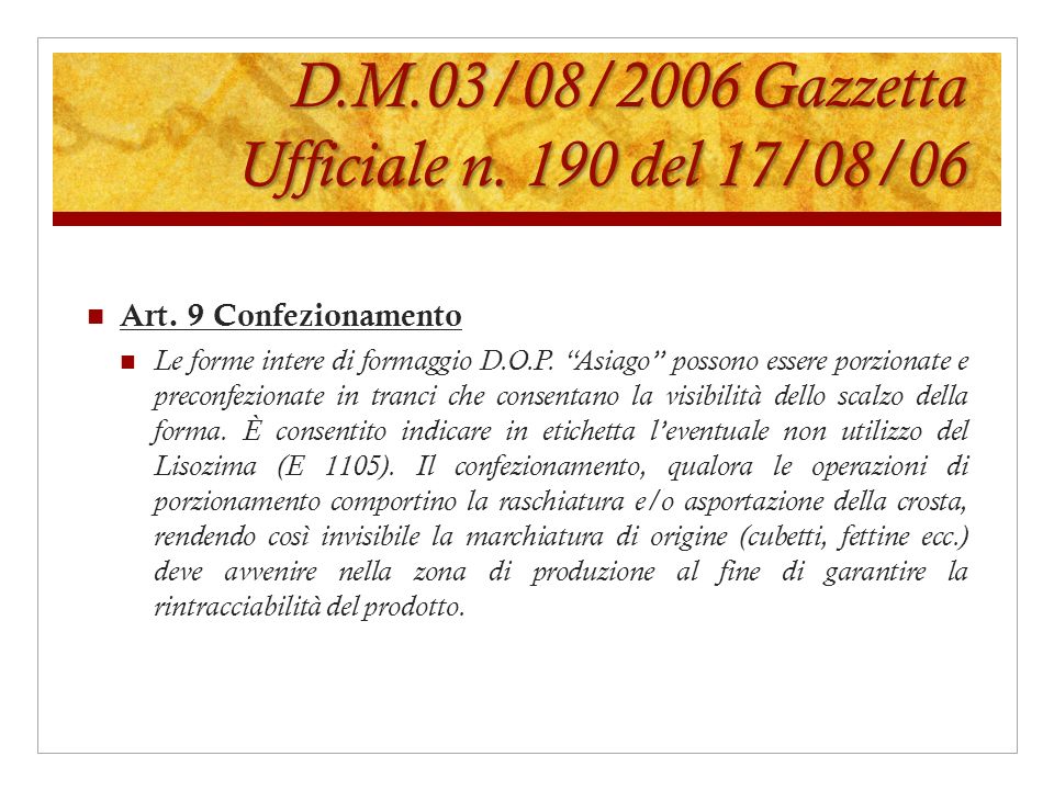 D.M.03/08/2006 Gazzetta Ufficiale n. 190 del 17/08/06