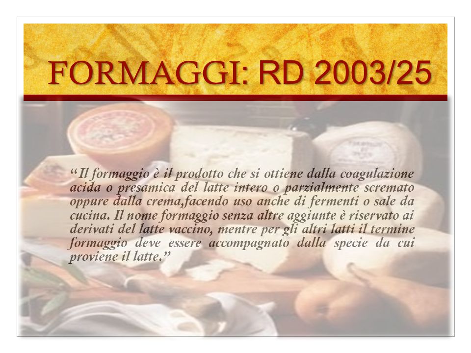 FORMAGGI: RD 2003/25
