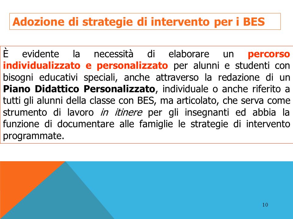 Adozione di strategie di intervento per i BES