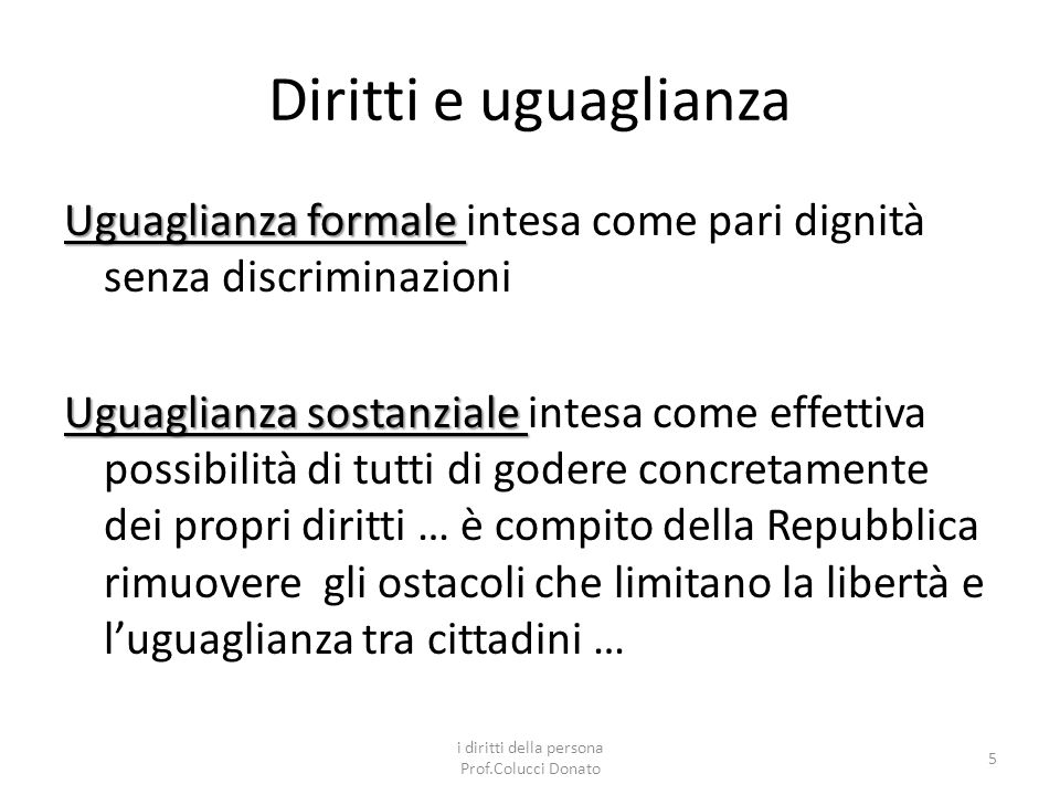 i diritti della persona Prof.Colucci Donato