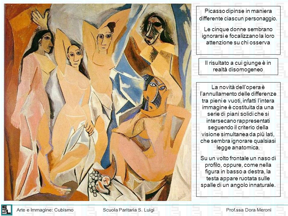 Picasso dipinse in maniera differente ciascun personaggio.