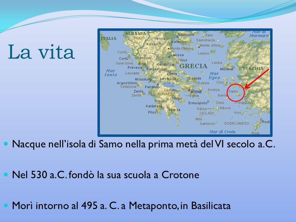 La vita Nacque nell’isola di Samo nella prima metà del VI secolo a.C.