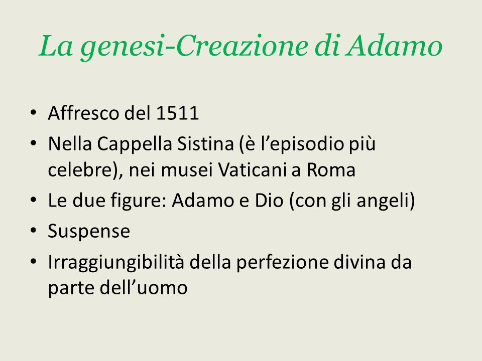 La genesi-Creazione di Adamo