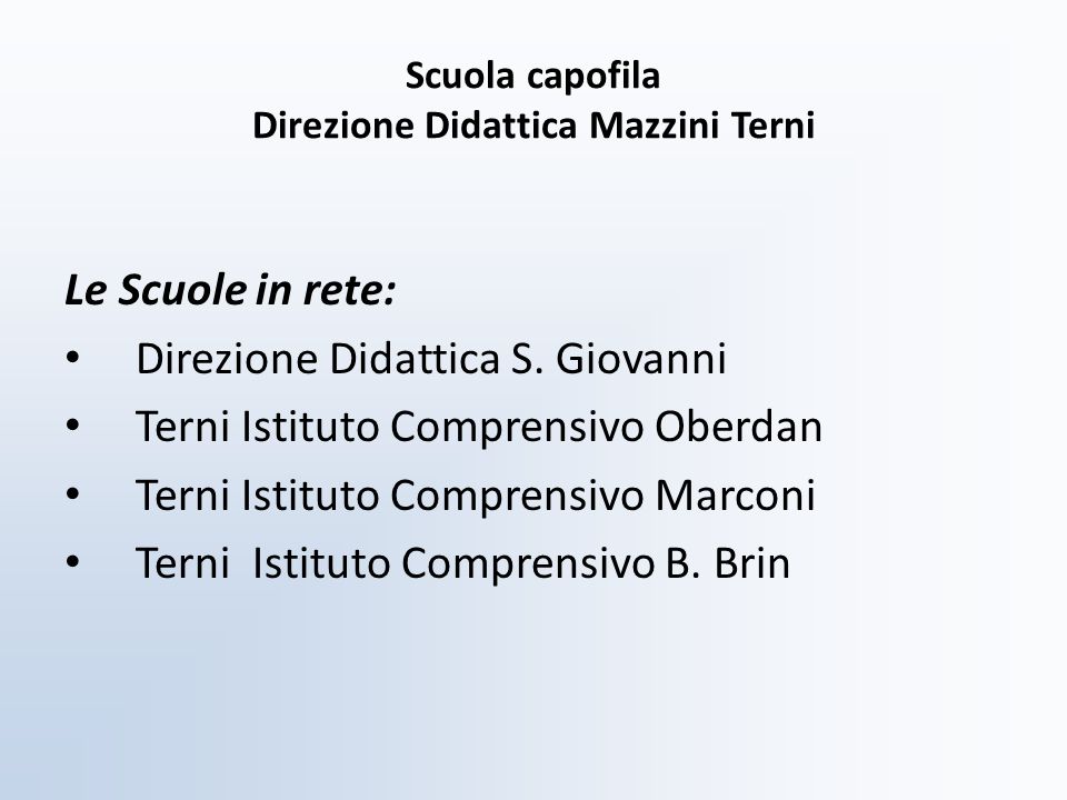 Scuola capofila Direzione Didattica Mazzini Terni