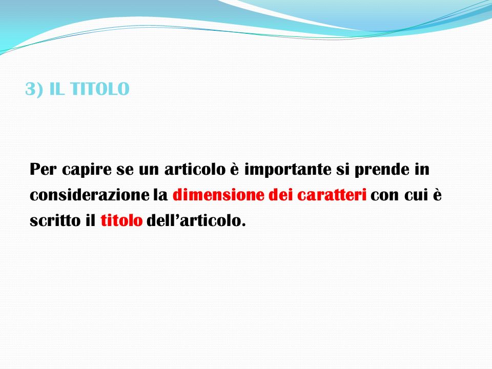 3) IL TITOLO