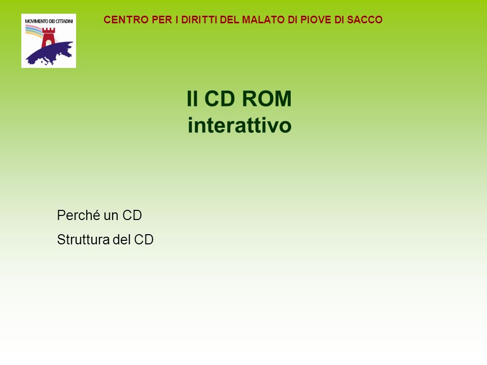 Il CD ROM interattivo Perché un CD Struttura del CD