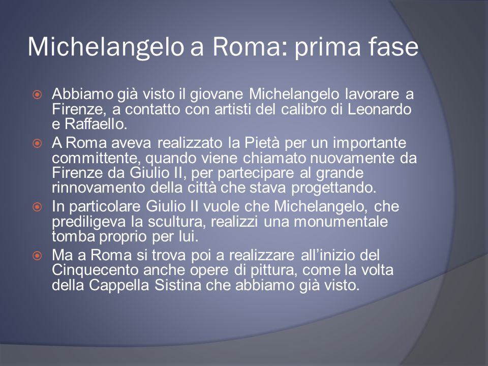 Michelangelo a Roma: prima fase
