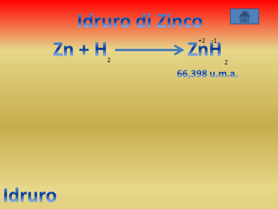 Idruro di Zinco Zn + H ZnH Idruro