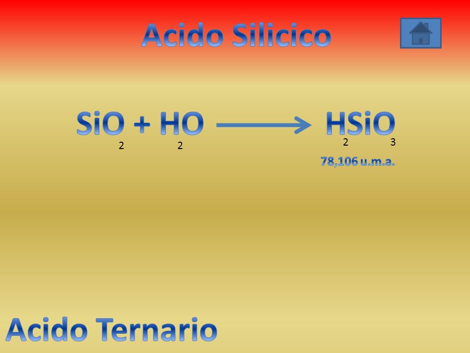 Acido Silicico SiO + HO HSiO Acido Ternario