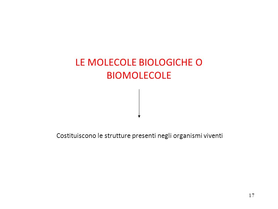 LE MOLECOLE BIOLOGICHE O BIOMOLECOLE