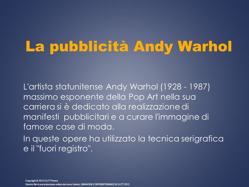 La pubblicità Andy Warhol