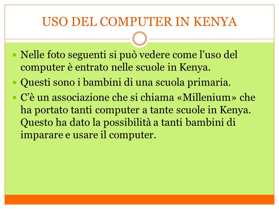 USO DEL COMPUTER IN KENYA