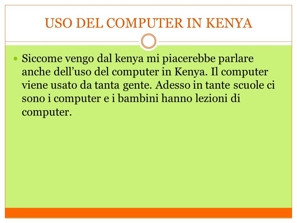 USO DEL COMPUTER IN KENYA