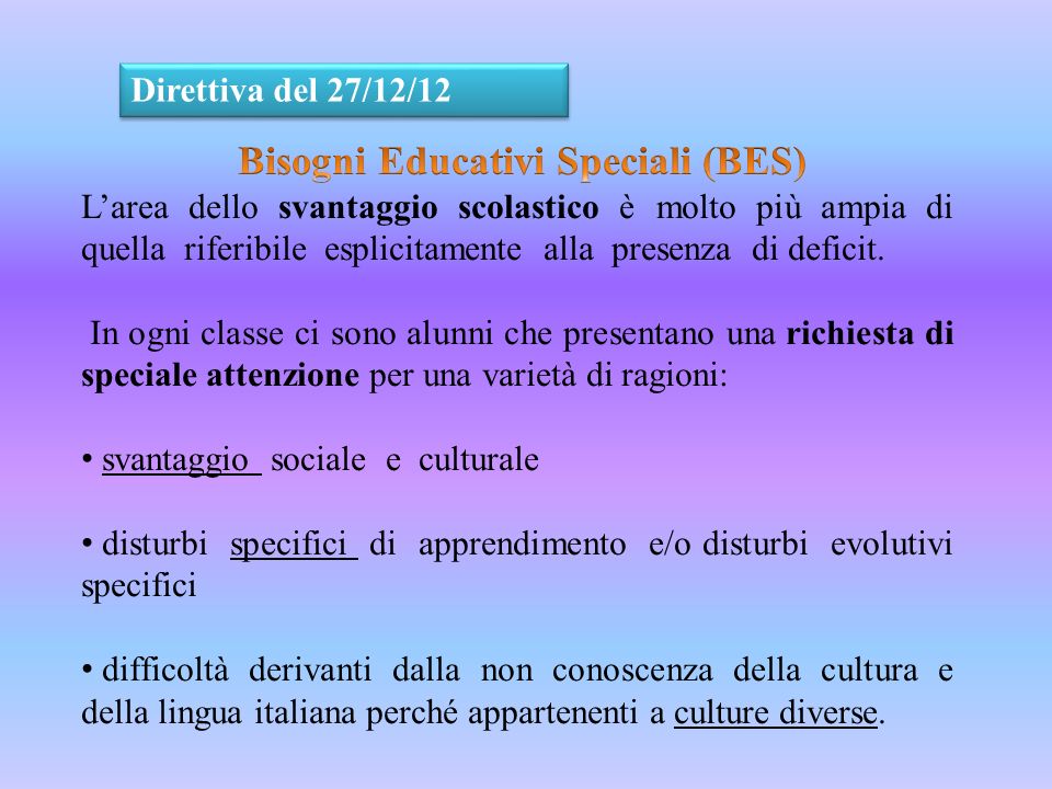 Bisogni Educativi Speciali (BES)