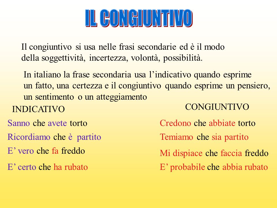 Risultati immagini per uso e forme del congiuntivo in italiano