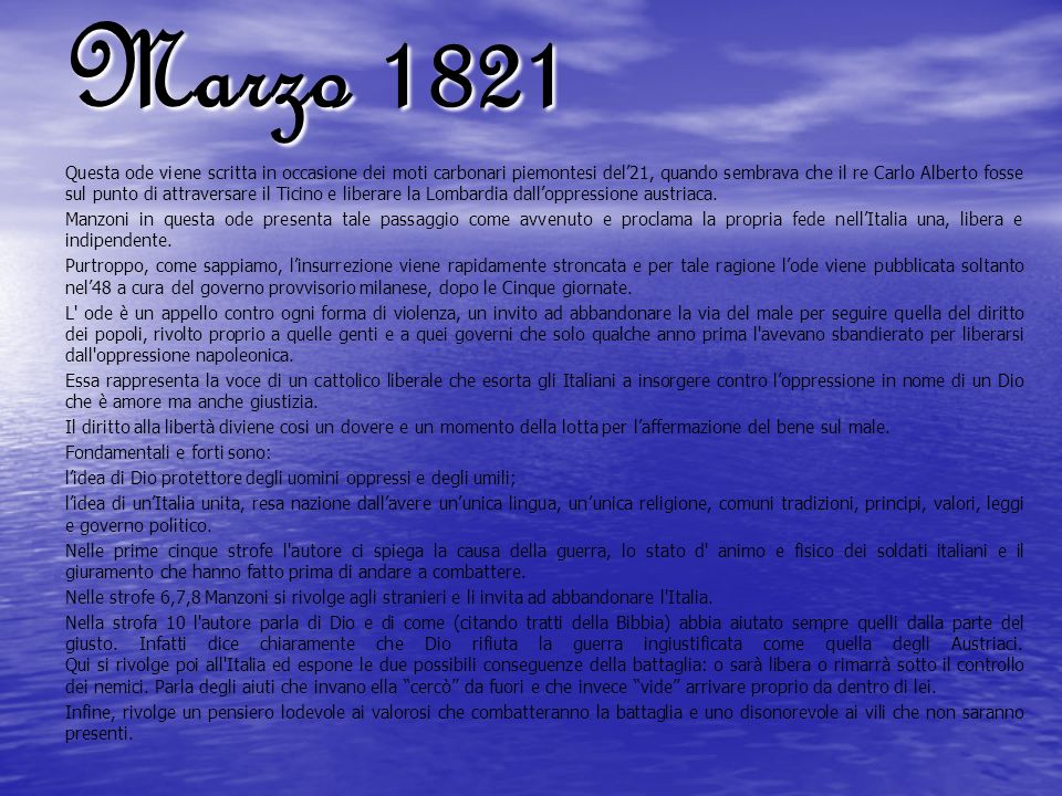 Poesie Gallery Poesia Marzo 1821 Di Manzoni