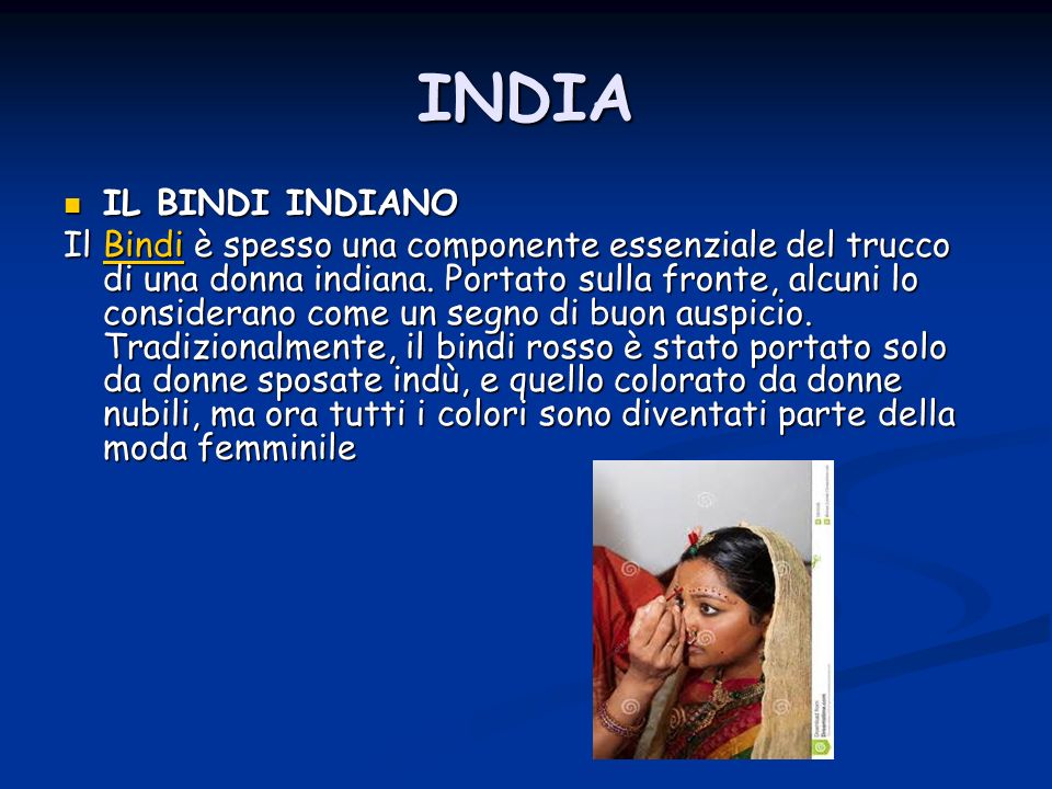 INDIA IL BINDI INDIANO.
