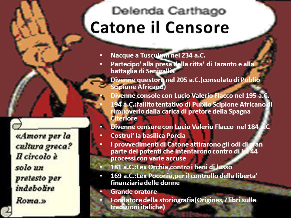 Catone il Censore Nacque a Tusculum nel 234 a.C.