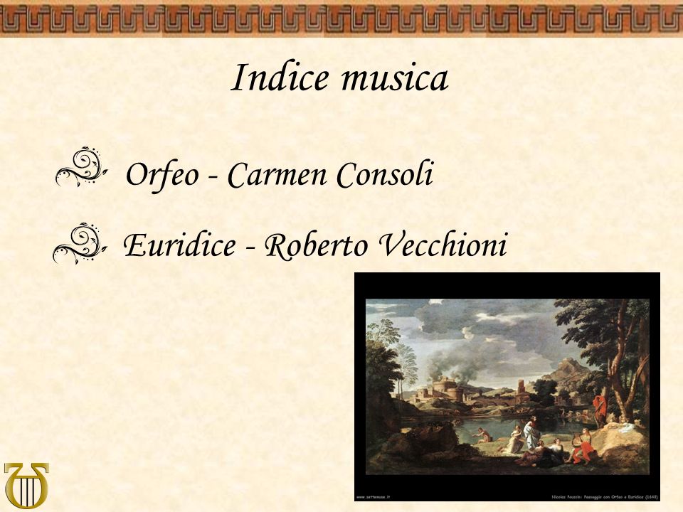 Indice musica Orfeo - Carmen Consoli Euridice - Roberto Vecchioni