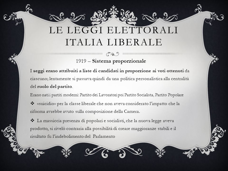 Le leggi elettorali Italia liberale